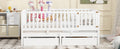 Full Size Wood Daybed With Fence Guardrails And 2 Drawers, Split Into Independent Floor Bed & Daybed, White Old Sku :Lp000882Aak Full White Solid Wood Mdf