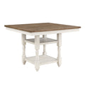 Antique White Finish Counter Height Set 5Pc Table With Bottom Storage And 4 Counter Height Chairs Farmhouse Style Dining Kitchen Set Wooden Furniture Wood Wood Antique White,Brown Seats 4 Wood Dining Room Farmhouse Square Wood
