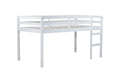 Solid Wooden, Rubber Wooden Twin Loft Bed With Ladder, Bed Platform Of Strengthened Slatswhite Twin White Rubber Wood
