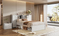 Twin Size Platform Bed With Storage Headboard And Lockers, White Twin Box Spring Not Required White Wood Bedroom Solid Wood Mdf