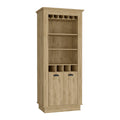 Lafayette Bar Cabinet With 4 Bottle Rack, Upper Glass Holder And Dual Door Design Beige Primary Living Space Modern Shelves Included Particle Board