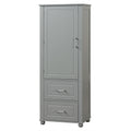 Tall Bathroom Storage Cabinet, Freestanding Storage Cabinet With Two Drawers And Adjustable Shelf, Mdf Board With Painted Finish, Grey Grey Mdf