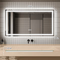 Led Bathroom Mirror, 30X55 Inch Bathroom Vanity Mirrors With Lights, Mirrors For Wall With Smart Touch Button, Anti Fog, Memory Function, Stepless Dimmable Makeup Mirror Horizontal Vertical White Aluminium