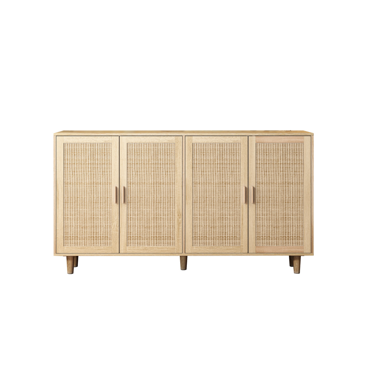 62.20"Elegant And Functional 4 Door Rattan Decorative Storage Cabinet,For Bedroom,Living Room,Office,Easy Assembly Same Sku:W757133282 Natural Particle Board