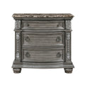 Traditional Style 1Pc Luxurious Nightstand Of 3 Drawers Marble Top Gray Finish Silver Tipping Wooden Bedroom Furniture Gray 3 Drawers Bedroom Bedside Cabinet Luxury,Traditional Wood