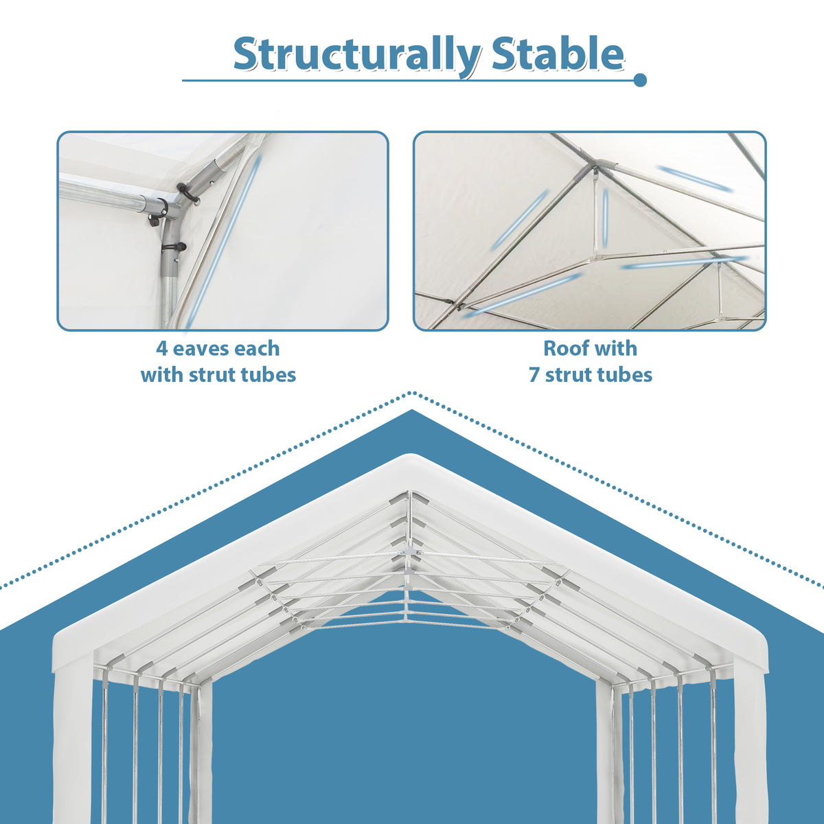 16X32Ft Party Tent Heavy Duty, Large Wedding Event Shelters With 3 Storage Bags & Removable Sidewalls, Outdoor Canopy Gazebo Commercial Tents For Parties Carport Camping Garden Patio White Metal