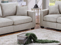 Classic Living Room 2Pc Sofa Set Ivory Corduroy Sofa And Loveseat W Pillows Square Arms Plush Couch Ivory Primary Living Space Cushion Back Classic,Contemporary,Modern Rubberwood Square Arms Corduroy 4 Seat