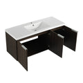 48 Inch Bathroom Cabinet With Resin Sink,Soft Close Doors,Float Mounting Design Silver Brown Stripe Bathroom Modern Plywood Plywood