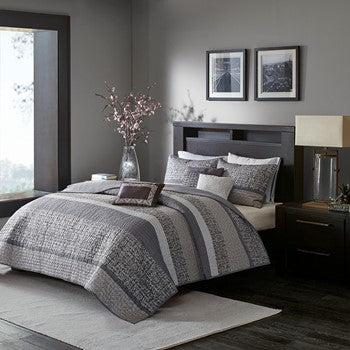 7 Piece Jacquard Comforter Set Purple Queen Queen Purple Polyester