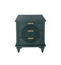 Hollow Carved 3 Drawer Dresser Storage Chest With Metal Handles For Living Room Bedroom Blackish Green American Design Mdf