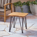 Zion Industrial Wood And Metal Accent Table Teak Metal & Wood