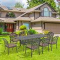 Cushions In Random Colors 9 Piece Set Of Cast Aluminum Patio Furniture With Cushions Yes Dining Set Black Seats 8 Rust Resistant Frame Water Resistant Cushion Garden & Outdoor Complete Patio Sets Aluminium