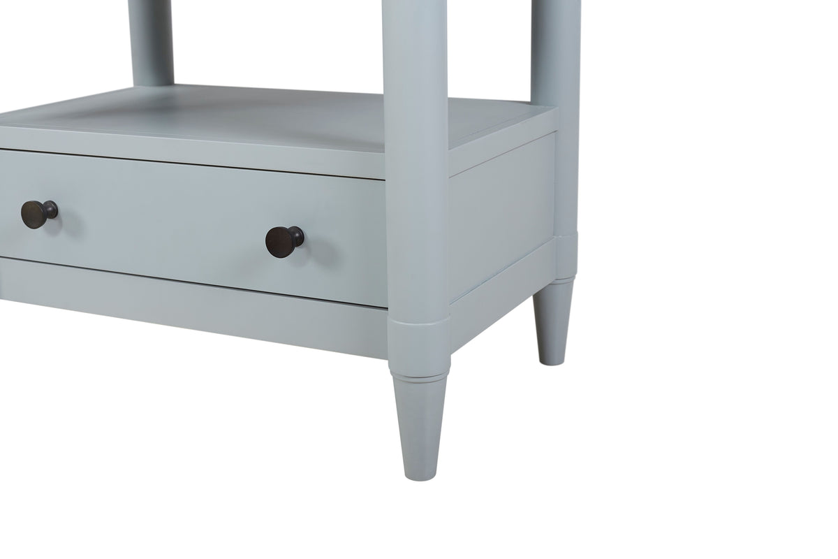 Open Nightstand Ocean Finish With 2 Drawers Light Blue Solid Wood Mdf