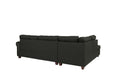 Contemporary 3 Pcs Sectional Sofa Ash Black Polyfiber Cushion Sofa Chaise Ottoman Reversible Couch Pillows Black Multi Wood Primary Living Space Tufted Back Contemporary,Modern L Shaped Rubberwood Particle Board 5 Seat