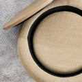 Round Storage Ottoman, Woven Rattan Fabric Ottoman, 2 In 1 Function, Work As End Table And Ottoman,With Small Seat Nature 25
