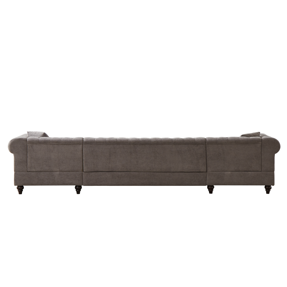 135.5 Inch Modern Style Chenille Three Piece Sofa, Pull Point Design U Shaped Sofa Two Chaise Longue Seats, Two Pillows And Wooden Feet, Suitable For Living Room, Bedroom, Lounge And Projection Room