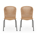 Boho Chair Set Of 2 Light Brown Rattan