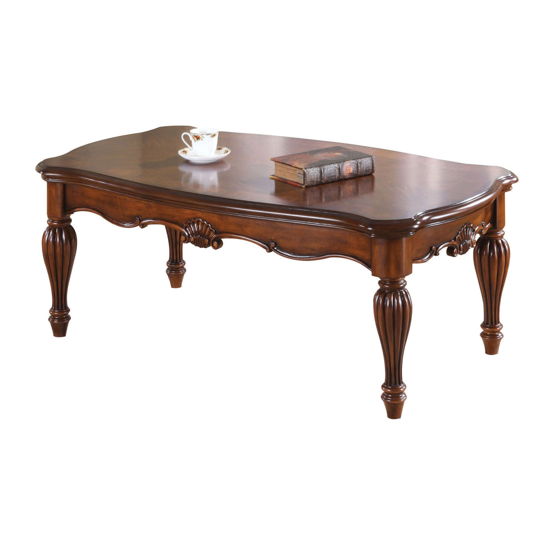 Cherry Rectangle Coffee Table With Turned Legs Cherry Primary Living Space Traditional Cherry Coffee & End Tables Rectangular Wood