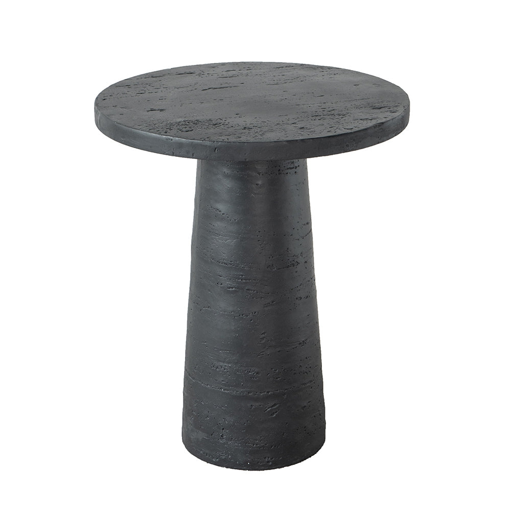 22X22X25.5" Black Round Side Table With Pedestal Base Black Magnesium Oxide