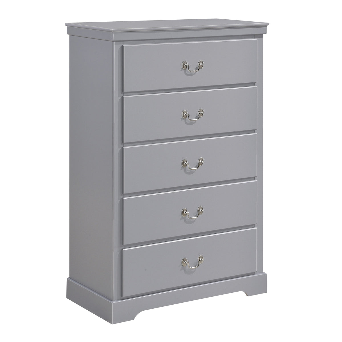 Classic Traditional 1Pc Chest Of 5 Drawers Gray Finish Bedroom Furniture Wooden Gray Wood
