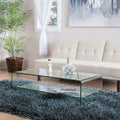 Ramona Glass Coffee Table W Shelf Clear Tempered Glass
