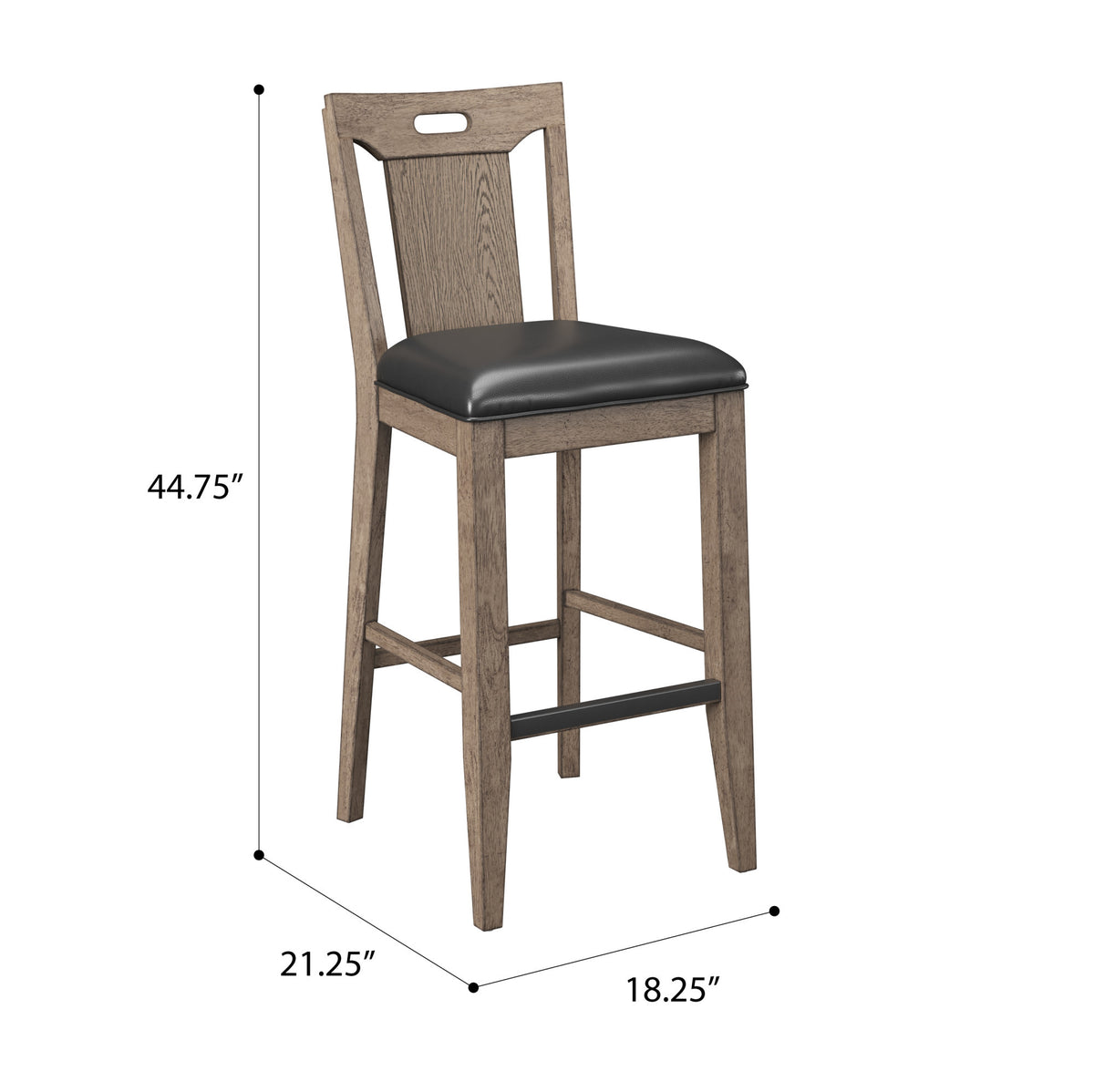 Benti Brown Slat Back Bar Stools, Set Of 2 Brown Solid Wood