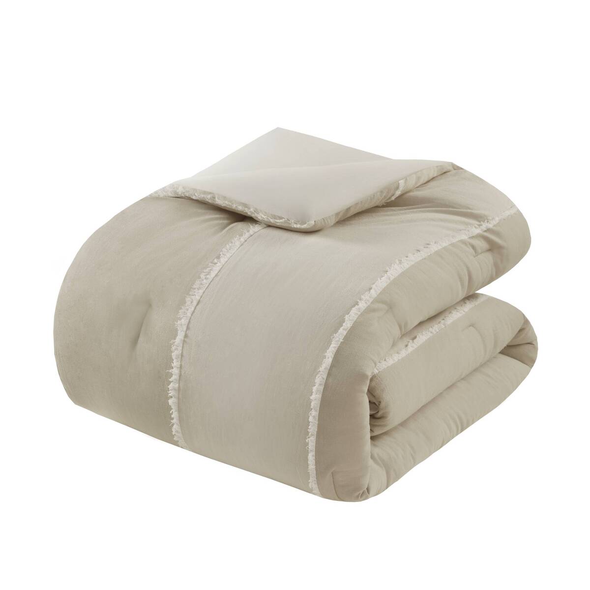 3 Piece Striped Cotton Comforter Set Taupe King Cal King Taupe Cotton