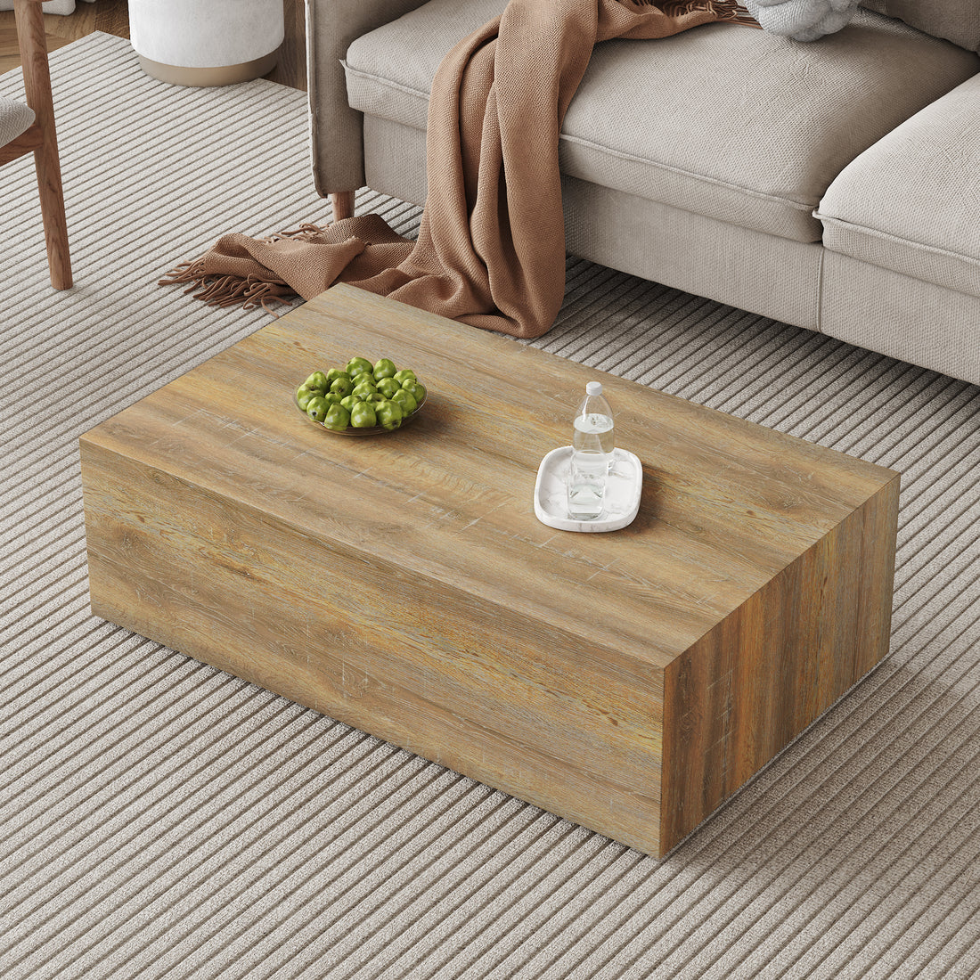 Elevate Your Living Space With This Modern Mdf Coffee Table That Showcases Smooth, Light Wood Color Texture Patterns. It Is Characterized By Stylish Design.39.3*23.6*12 Wood Mdf