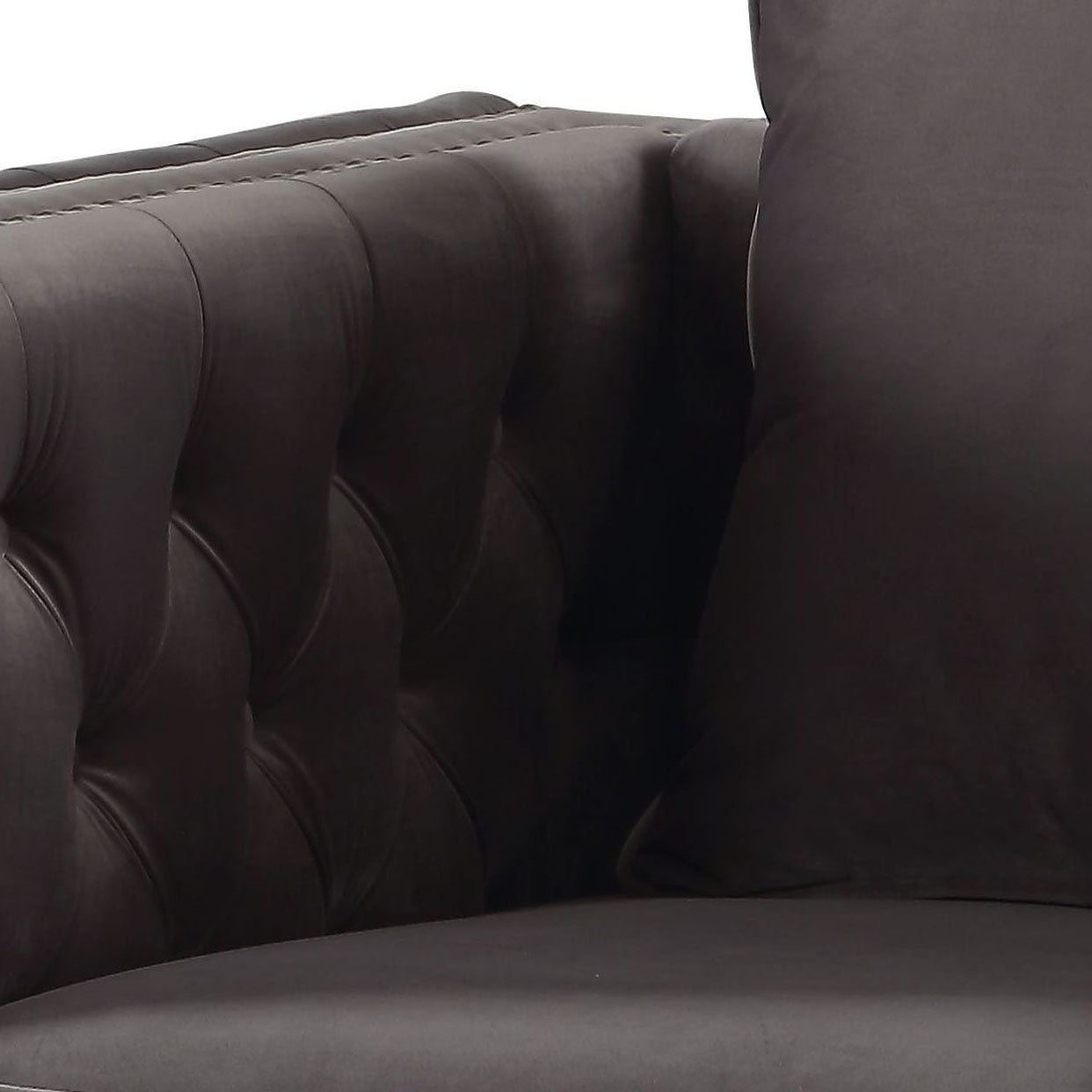 Dark Grey Tufted Pillow Back Accent Chair Dark Gray Primary Living Space Velvet