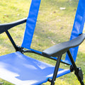 Outsunny Folding Patio Chairs Set Of 2, Outdoor Deck Chair With Adjustable Sling Back, Camping Chair With Removable Headrest For Garden, Backyard, Lawn, Blue Blue Steel