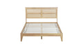 Queen Size Rubber Wooden, Solid Wooden Bed With Rattan Headboard, Enhanced By Support Feet Queen Natural American Design Rubber Wood