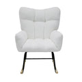 Modern Rocking Chair,Teddy Fabric Chair With High Backrest,Rocking Accent Chairs For Nursery,Living Room,Bedroom White White Wood Metal