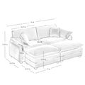 Two Seater Theater Sofa With 2 Footrest, 2 Seater Sofa With Ottoman For Small Living Spaces, Beige Corduroy Beige Corduroy 2 Seat