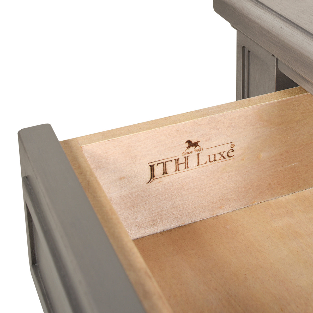 Dauphin Gold Accent 5 Drawer Wood Executive Desk, Grey Cashmere Wood Gray Solid Wood Mdf Wood