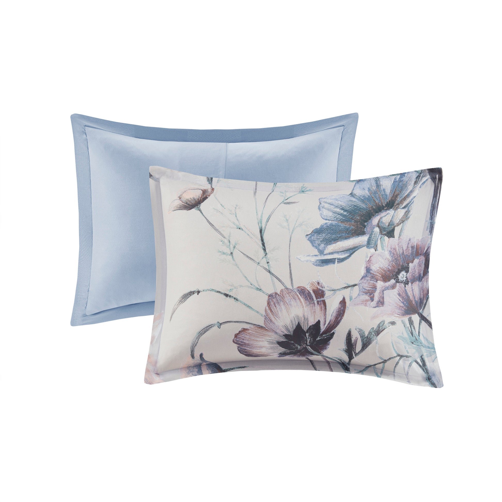 8 Piece Cotton Printed Comforter Set Blue King King Blue Polyester
