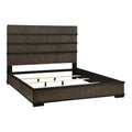 Two Tone Brown Black Finish Led Headboard King Bed 1Pc Modern Industrial Design Bedroom Furniture Box Spring Required King Black,Brown Gray Wood Bedroom Bed Frame Wood