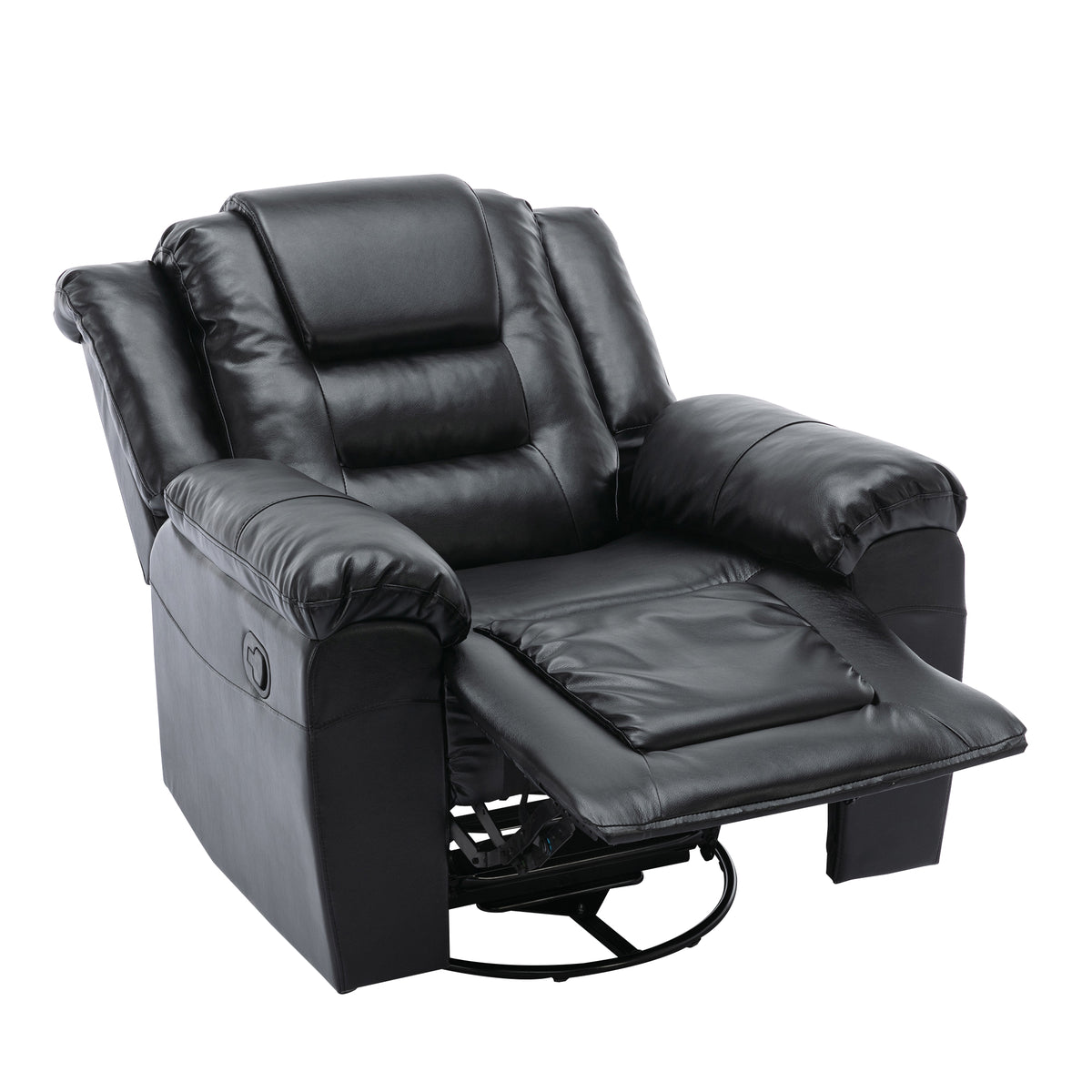 Home Theater Recliner Set Manual Recliner Chair With Wide Armrest, Two Built In Cup Holders For Living Room,Bedroom, Black Old Sku:Sg000760Aab Black Foam Pu Leather