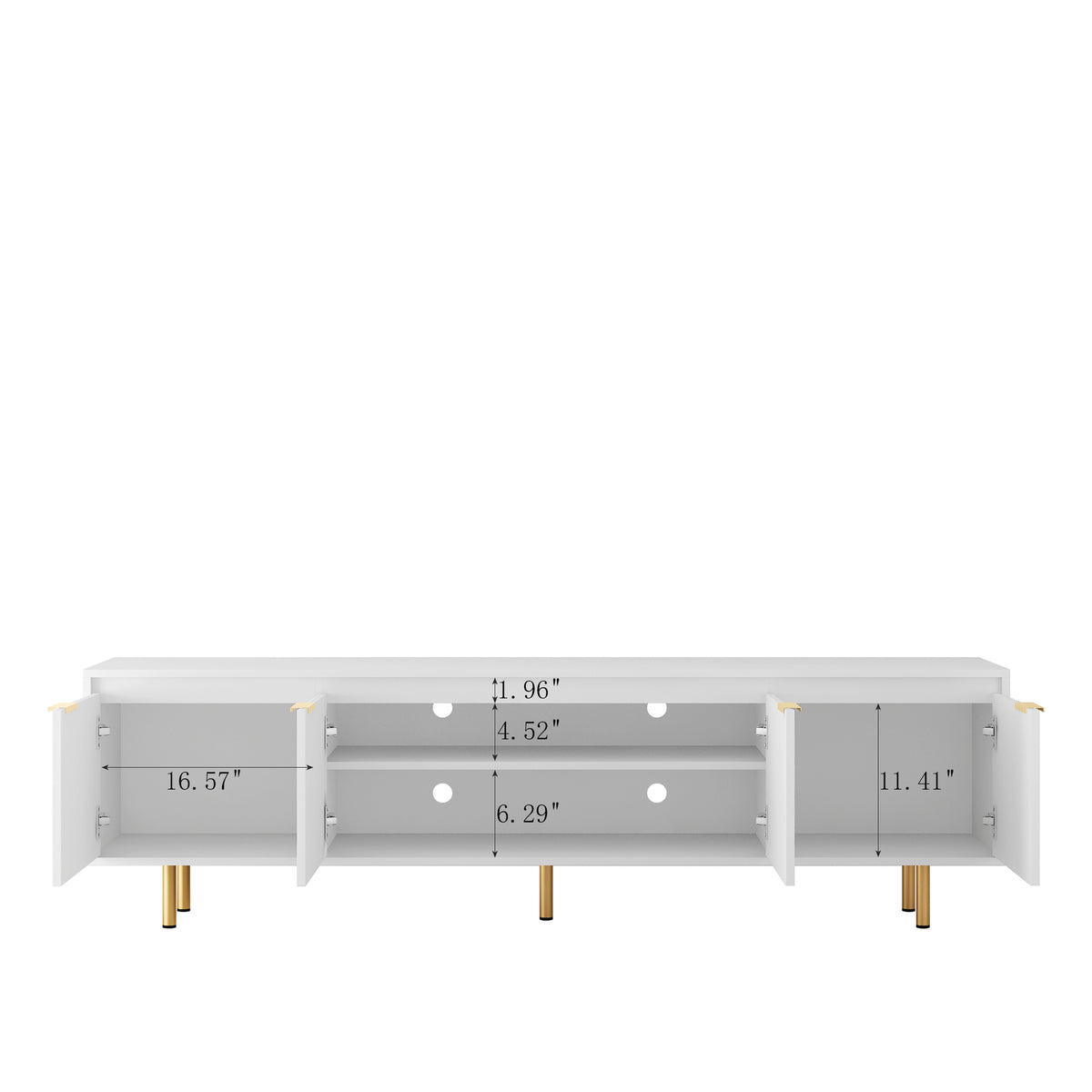 Mid Century Modern Led Tv Stand For 80 Inch Tv, Entertainment Center Wood Tv Stand, Fluted Trim Tv Stand With 4 Doors White 70 79 Inches Mdf