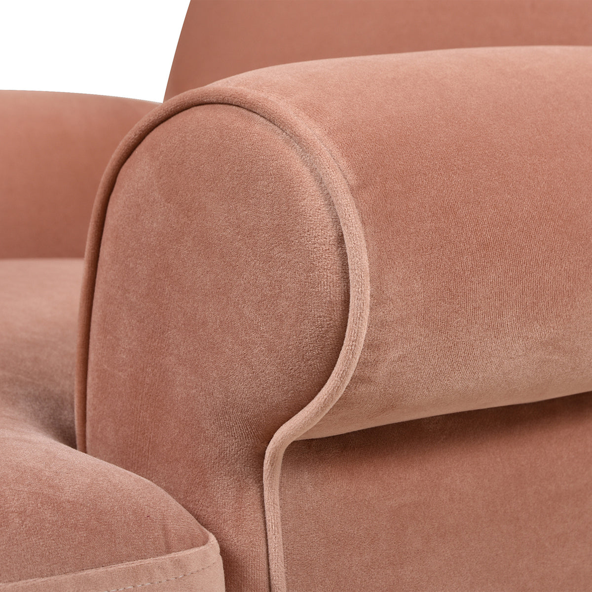 Alana 38" Lawson Accent Arm Chair Metal Casters, Peach Orange Velvet Orange Foam Velvet