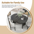 5 Piece Retro Functional Dining Set With 1 Extendable Dining Table And 4 Upholstered Chairs With Rattan Backrests For Dining Room And Kitchen Espresso Espresso Solid Wood Mdf
