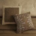 7 Pc Pieced Faux Suede Comforter Set Natural Cal King California King Natural Polyester