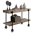 Industrial Style 1Pc Sofa Table Natural Tone Slat Design Console Table Open Bottom Shelf Living Room Furniture Black Natural Primary Living Space Classic,Industrial,Modern,Transitional Console Tables Rectangular Steel