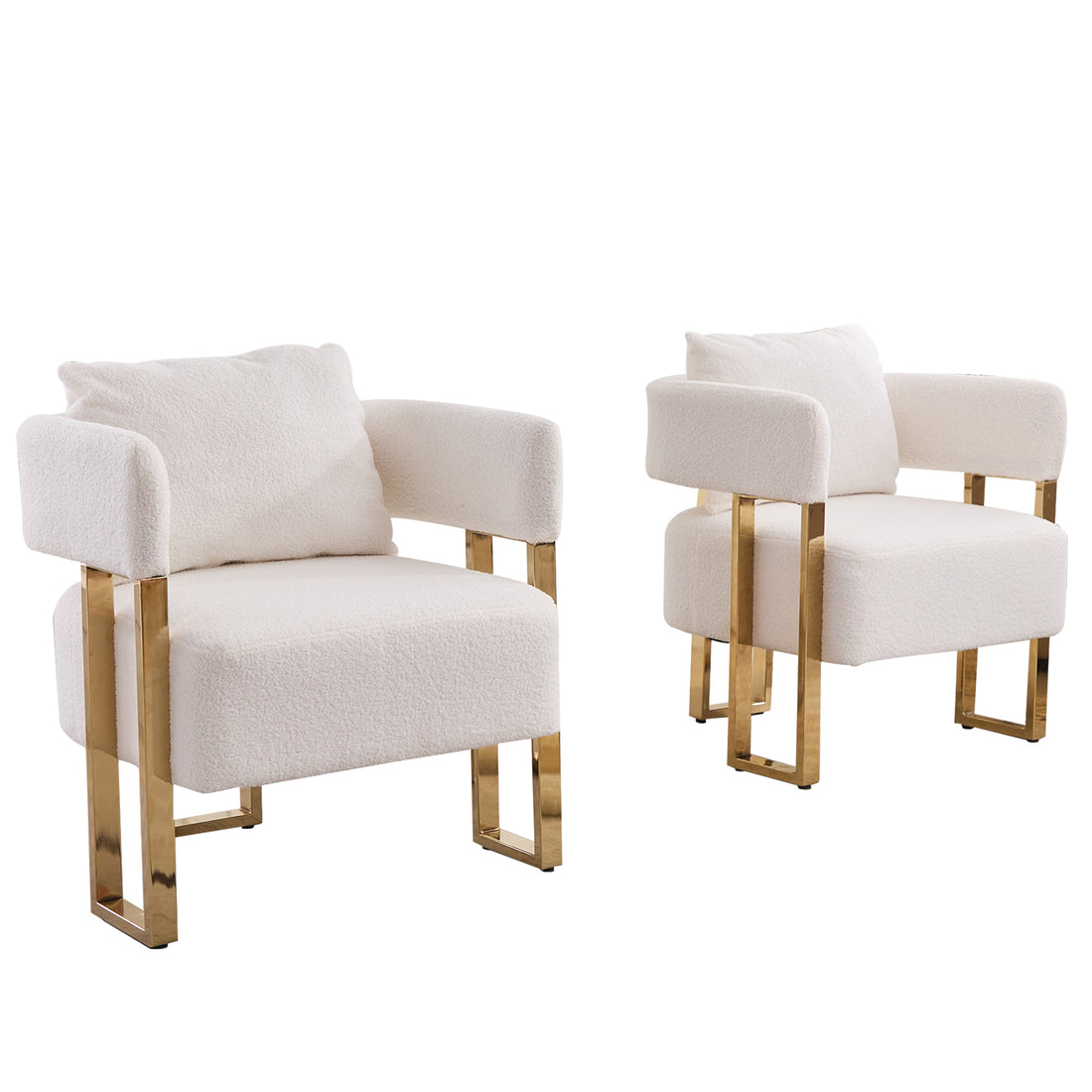 Ts Teddy Velvet Upholstered Metal Foot Sofas White Gold Teddy 1 Seat
