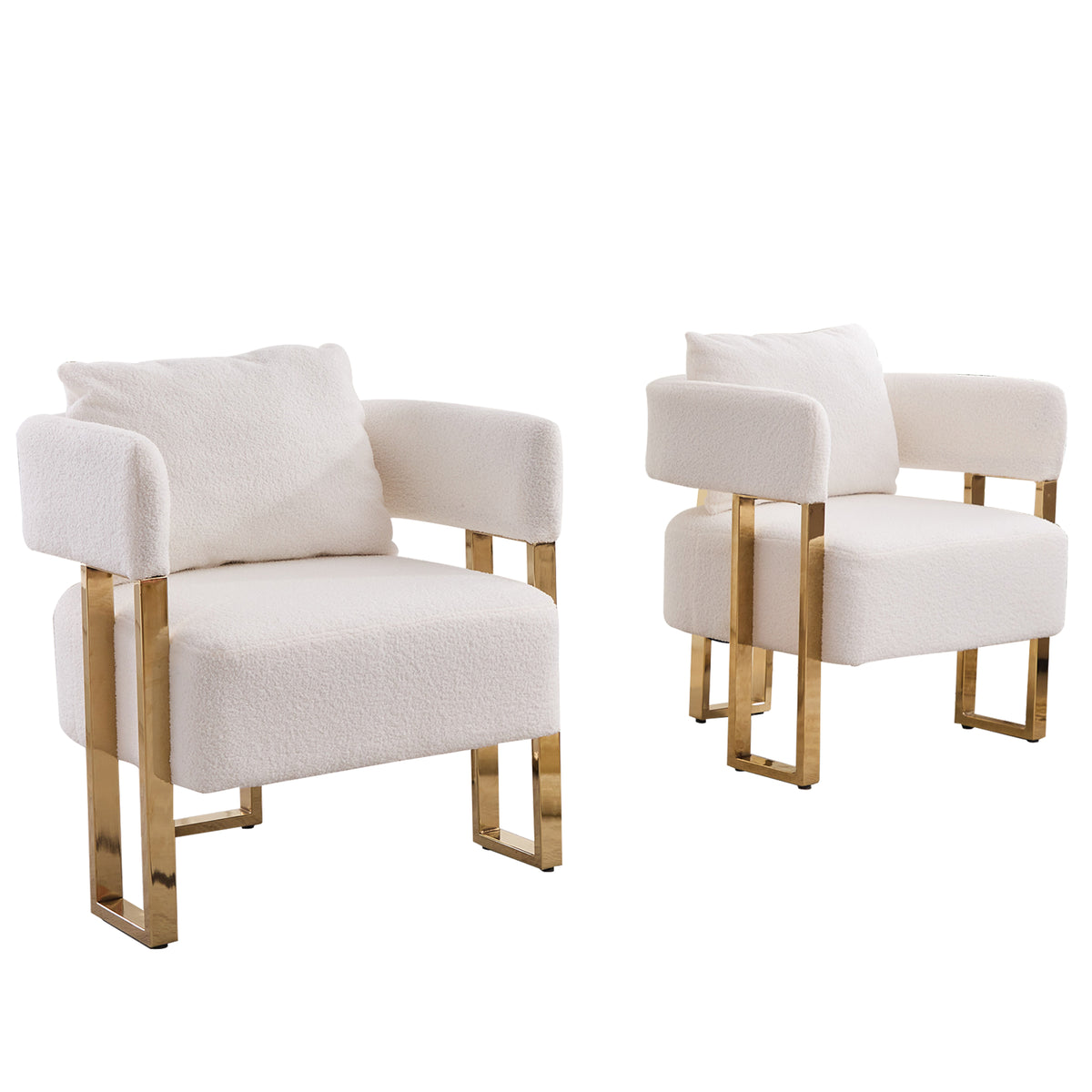 Ts Teddy Velvet Upholstered Metal Foot Sofas White Gold Teddy 1 Seat