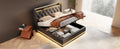 Full Size Upholstered Bed, 360 Surround Led Function, Buttons Apps Remote Control, Hydraulic Storage Bed With Usb Type C Charging, Black,Pu Without Mattress Full Black Pu