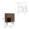 Prunus Bar Cabinet, One Cabinet, Two Drawers Multi Primary Living Space Modern Shelves Included Particle Board