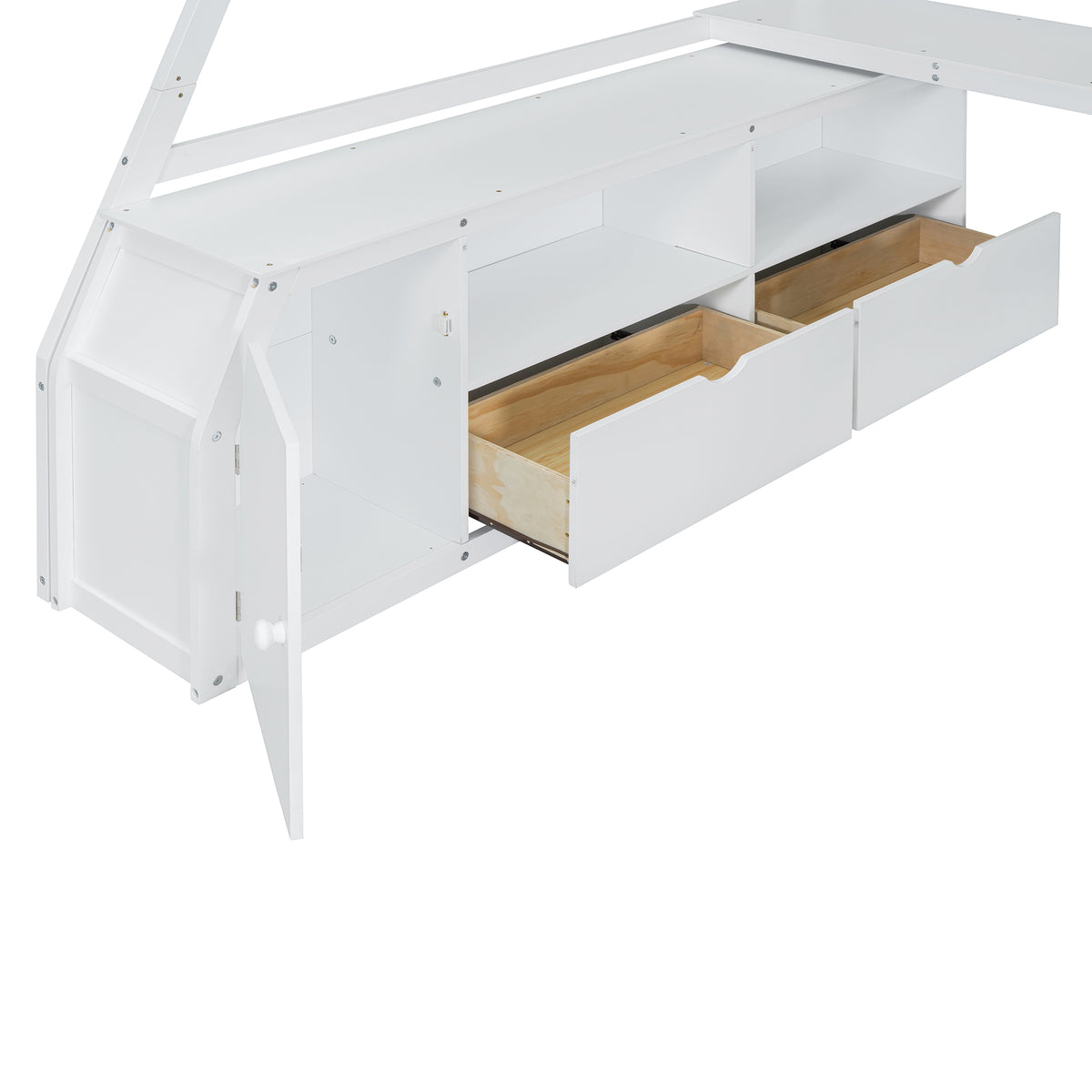 Full Size Loft Bed With 7 Drawers 2 Shelves And Desk White Full White Plywood