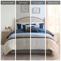 7 Piece Faux Suede Comforter Set Blue King King Blue Polyester