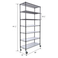 7 Tier Metal Shelf Wire Shelving Unit, 2450Lbs Heavy Duty Adjustable Storage Rack With Wheels & Shelf Liners For Closet Kitchen Garage Basement Commercial Shelving 81.5