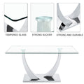 Table And Chair Set, Modern Dining Table, Tempered Glass Tabletop And Silver Colored Leg Table, Soft And Comfortable Dining Chair, Perfect For Dinner, Meetings, Home And Office Decor Gray Seats 4 Glass